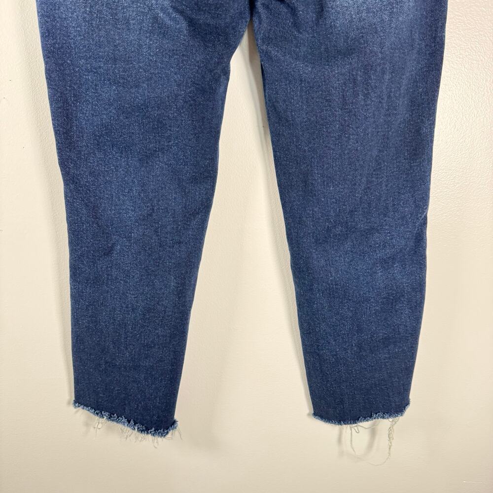 Judy Blue Straight Fit Distressed Raw Hem Jeans Dark Wash Blue Ripped Size 7/28 - Picture 7 of 10